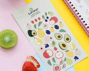 Suatelier fresh fruit sticker sheet / kitchen themed stickers | fruit stickers | healthy eating stickers | Korean stickers