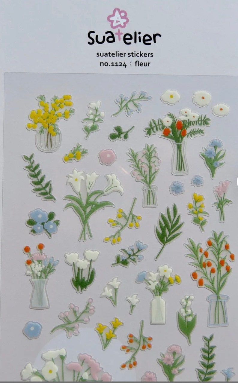 Fleuron Sticker Suatelier Stickers |fleur| Flower Stickers|spring Sticker| Korean ...