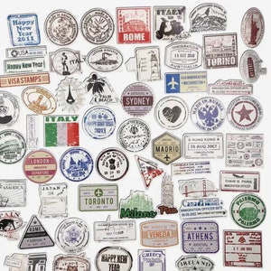 Paspoortstempelstickers |  Gestanste stickerset | Waterdicht, herbruikbaar | Vakantie Toeristisch Reizen Land | Planner laptopglas