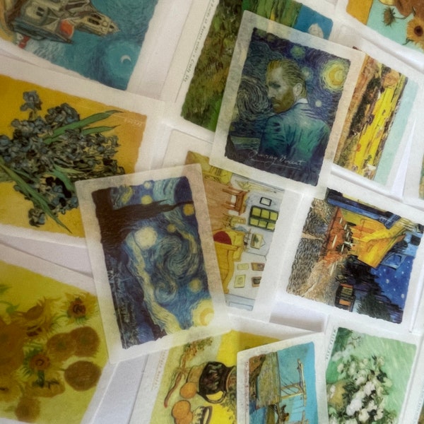 Van Gogh Aufkleber Pack | Gemälde Stickers | Zeichnung Stickers | Scrapbooking | Journaling | Tagebuch Aufkleber | Journal Aufkleber