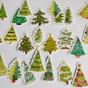 autocollants de Noël vintage | autocollants en vinyle| Autocollants de Noël / Rouge-gorge / hiver / boule à neige / Père Noël / sapin de Noël / autocollants de journaux
