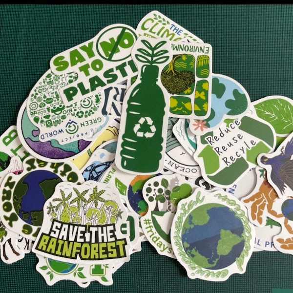 Save our planet, environmentally friendly themed stickers/ save the ocean/ Green stickers / nature stickers/ water bottle stickers /