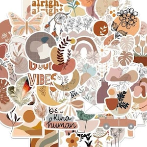 10 Vinyl Neutral Stickers | Die Cut Decal Set | Waterproof Reusable | Vintage Antique Pastel Muted Aesthetic | Planner Diary Scrapbook