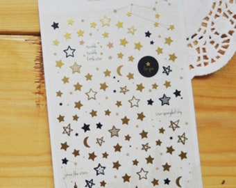 Sheet of Suatelier “shine like a star” shimmer stickers | nature stickers | journal stickers | craft supplies |BUJO | mini stickers