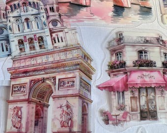 Paris themed stickers,  large vinyl sticker sheet, Paris night, Eiffel Tower, midnight in Paris, Harrys travel stickers, Bonjour stickers..