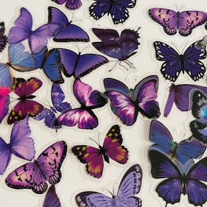 Butterfly sticker set purple pack of 10 stickers.