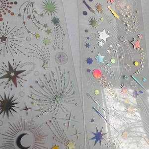 Sheet of holographic moon/ star / celestial / holographic golden moon sticker. Star sign sticker sheet image 4