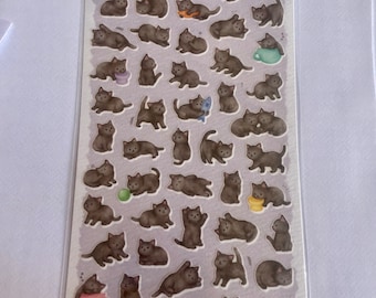 Black cat sticker sheet / kitty sticker set / Persian / tabby / cat gifts / cat stationary / suatelier / scrapbook stickers journal