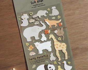 Foglio di adesivi Land Aminals Suatelier 1071 / adesivi per le vacanze estive / adesivi per la pesca / spiaggia / mare / planner / adesivi BUJO /