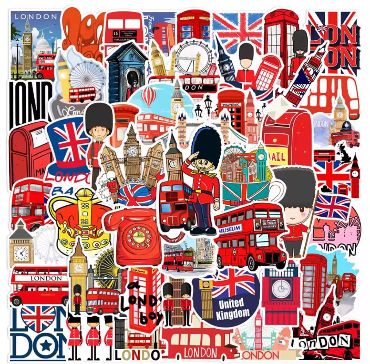 Suatelier London Themed Stickers, Large Vinyl Sticker Sheet, Great ...