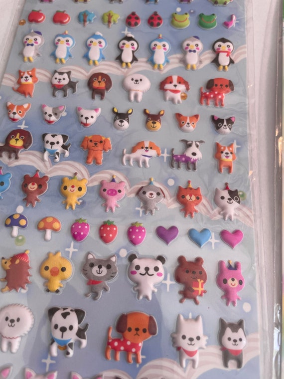 Kawaii Animal Puff Stickers One Sheet. Squishy and Sweet | Etsy