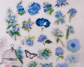 10 set Blue floral stickers flower plants craft stickers