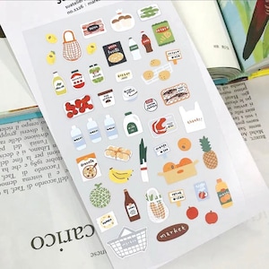 Suatelier Stickers|Market|Vegetable|Milk|Banana|Melon Sticker|Korean Stickers| Farmers market | planner | BUJO