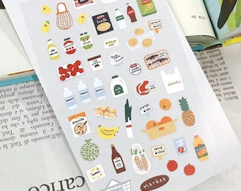 Suatelier Stickers|Market|Vegetable|Milk|Banana|Melon Sticker|Korean Stickers| Farmers market | planner | BUJO