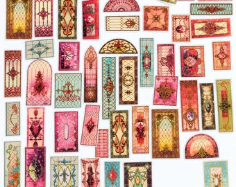 10 Vinyl stained glass window  stickers |  garden paper | BUJO | scrapbook | lifestyle  Aesthetic | Planner Diary Scrapbook | abstract