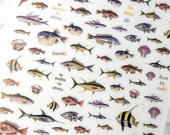 Set of tiny fish stickers,  life, coral reef fish marine stickers | nature stickers | journal stickers | craft supplies, stickers
