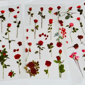 1 foglio di adesivi con rose rosse, adesivi con rose, adesivi con bouquet di fiori selvatici, adesivi con viole del pensiero, adesivi floreali hippie boho, adesivi con fiori
