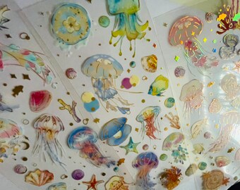 Set of tropical fish stickers, sea life, coral reef fish marine stickers | nature stickers | journal stickers | craft supplies, stickers