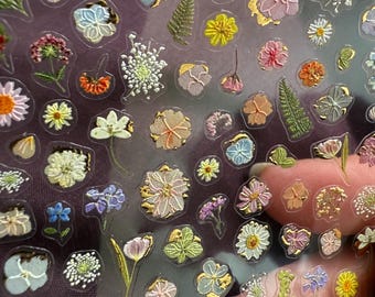 Mini flower stickers , plant sticker sheet suatelier. Tiny stickers/ mini stickers / nail decal / nail decorations / diary decor