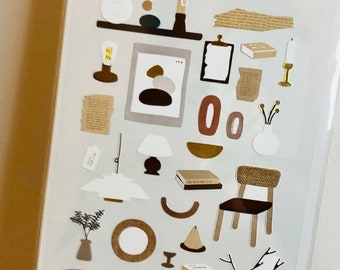 Foglio di adesivi vlog di Suetelier Object / adesivi per mobili vintage / Nuova casa / interni / adesivi per la casa vintage / consapevolezza / arredamento per la casa