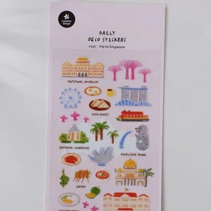 Suatelier, “trip to Singapore” stickers,    sticker sheet, Vlog stickers ,travel sticker, Japan, Asian travel stickers, planner stickers,