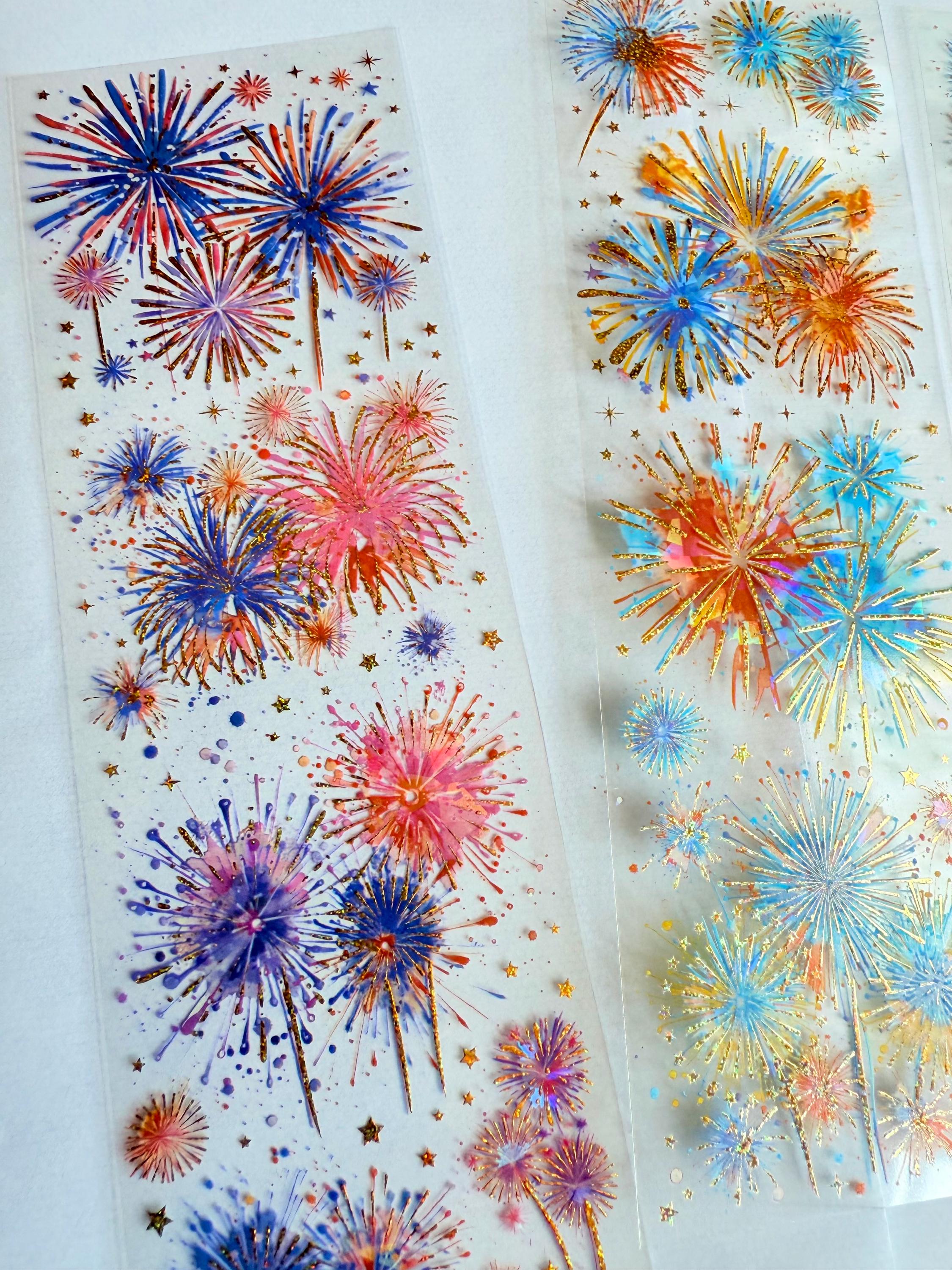 Firework Sticker Shee / Gold Sheet / Celebrate Stickers / Red and Gold ...
