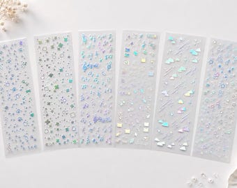 KPop Polco Deco Stickers Silver holographic  Sticker - 3 PCS | kawaii cute  toploader decal deco polco korean journaling Planner