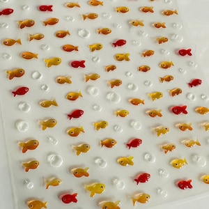 Set med små guldfiskklistermärken, liv, korallrevfiskar, marina klistermärken | naturklistermärken | dagboksklistermärken | pysselmaterial, klistermärken bild 6