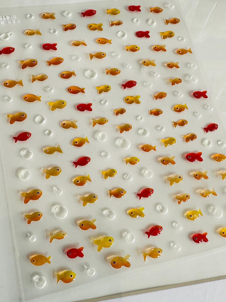 Set med små guldfiskklistermärken, liv, korallrevfiskar, marina klistermärken | naturklistermärken | dagboksklistermärken | pysselmaterial, klistermärken bild 6
