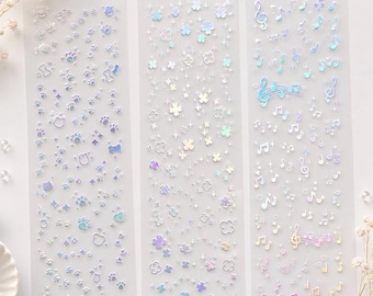 KPop Polco Deco Sticker sheet Silver holographic  Sticker - 1 PC | kawaii cute  toploader decal deco polco korean journaling Planner