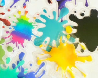 Paint Splatter Drip Stickers | Artist Pack, Colorful Art Supplies