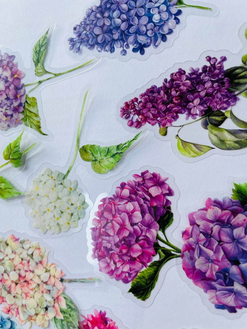 Set of Hydrangea Floral Stickers Flower Plants Craft Stickers, Bullet ...