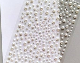Pearl  craft stickers /sticky pearl nail decorations/ wedding card making supplies / wedding charms/  heart pearl stickers/ journal craft/