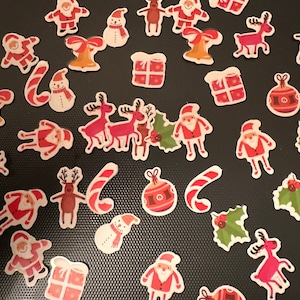 autocollants de Noël vintage | autocollants en papier| Autocollants de Noël / bonhomme de neige / hiver / neige / Père Noël / Sapin de Noël / autocollants de journal