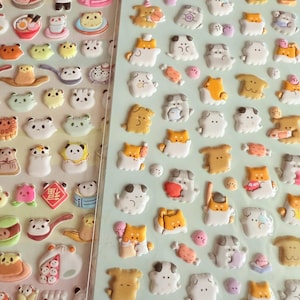 Kawaii animal puffy stickers - one sheet. Squishy and sweet!
