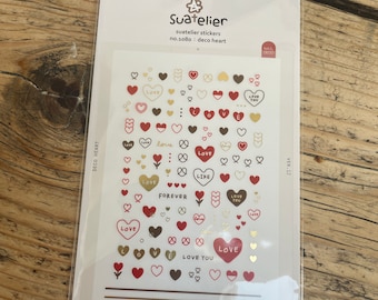 Suatelier deco heart / Mini stickers sheets / Love / hearts / positivity stickers / shiny silver and gold stickers / deco / wedding / hen do