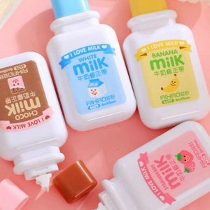Cinta correctora de cartón de leche / Material de papelería kawaii