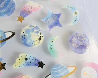 1 Sheet of pastel moon/ star / celestial / holographic golden moon stickers. Star sign stickers | moon and star | witch | space |