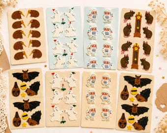 Rare Vintage 90s Japanese Fuzzy Stickers | Retro Kawaii Animal & Wizard Stickers | Collectible Craft Supplies | Pick Your Design