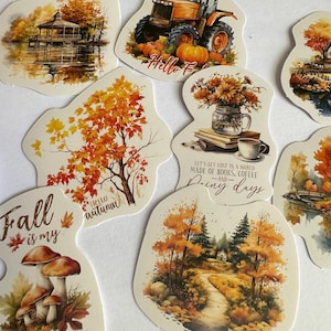 10 bosdierenstickers herfst. Bosplannerstickers. Beer, pompoen hert egel paddestoel blad. Dagboekstickers