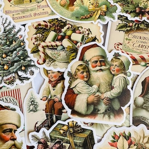 Adesivos de Natal vintage | adesivos de vinil | Adesivos de Natal / Robin / inverno / globo de neve / Papai Noel / árvore de Natal / adesivos de diário