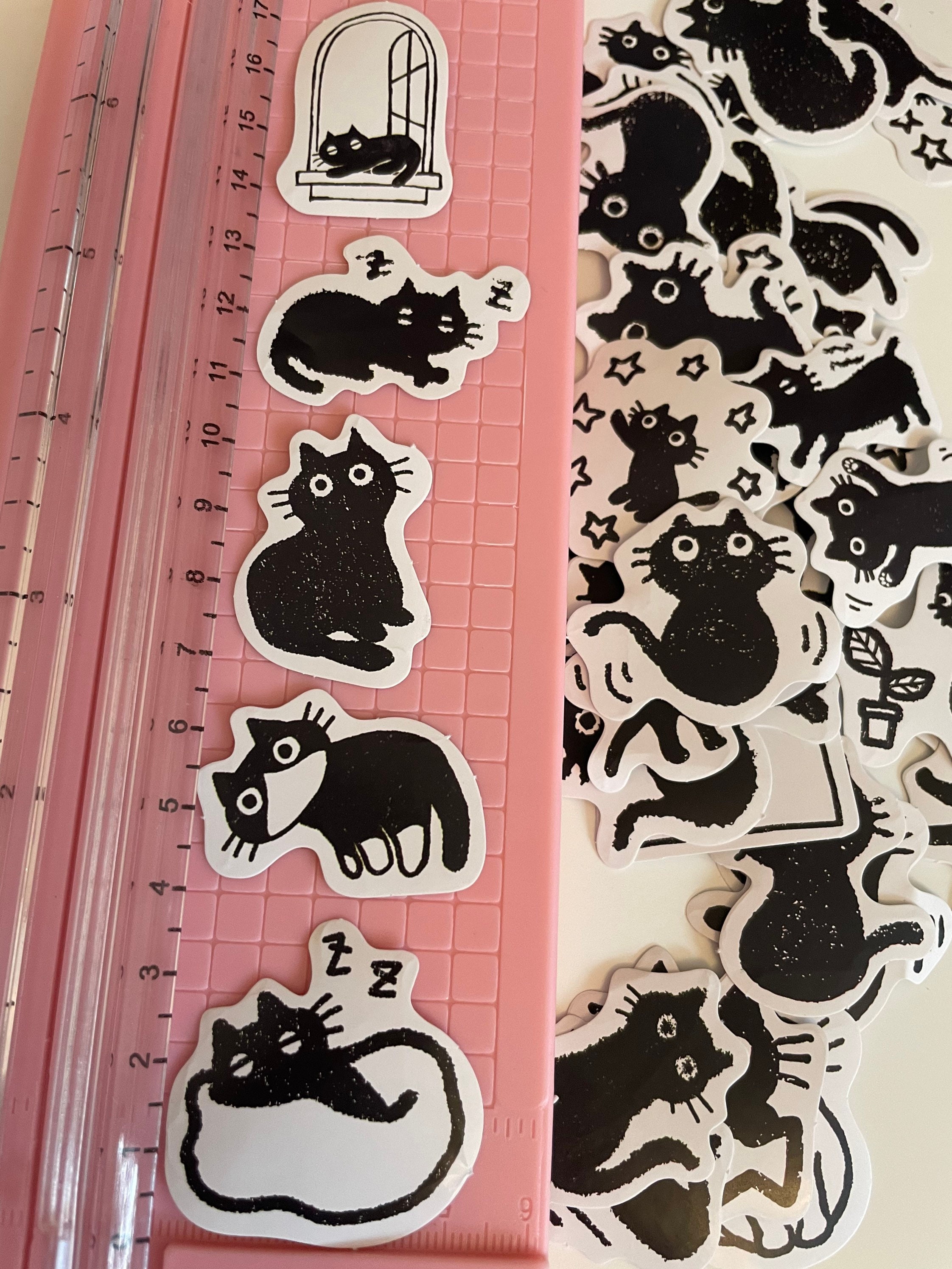 Black Cat Stickers, Planner Stickers, Diary Stickers, Card making, Korean Stickers, Tiny Craft Stickers, Scrapbooking Supply, black cat gift