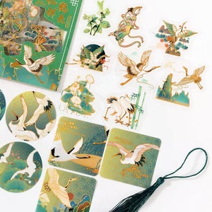 Naklejki sztuka kultura Japonia, Naklejki krajobraz japoński | Naklejki fala | Złota folia | Scrapbooking | Dziennikarstwo | Naklejki do pamiętnika | Dziennik