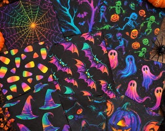 Set of 4 mixed spooky craft paper pieces | Halloween  paper | gothic paper  | Scrapbooking | Journaling | Diary | Journal | material paper