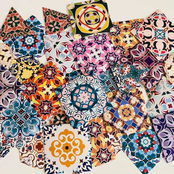 Set of 20 moroccan Mediterranean tiles stickers. Cute stickers - sticker set | Beautiful designs
