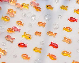 Set of tiny nail  goldfish stickers,  life, coral reef fish marine stickers | nature stickers | journal stickers | craft supplies, stickers