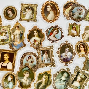 Vintage portrait art stickers  - Junk Journal Set - Paper Ephemera - Scrapbook, art  Stickers- Victorian images  - Historical images