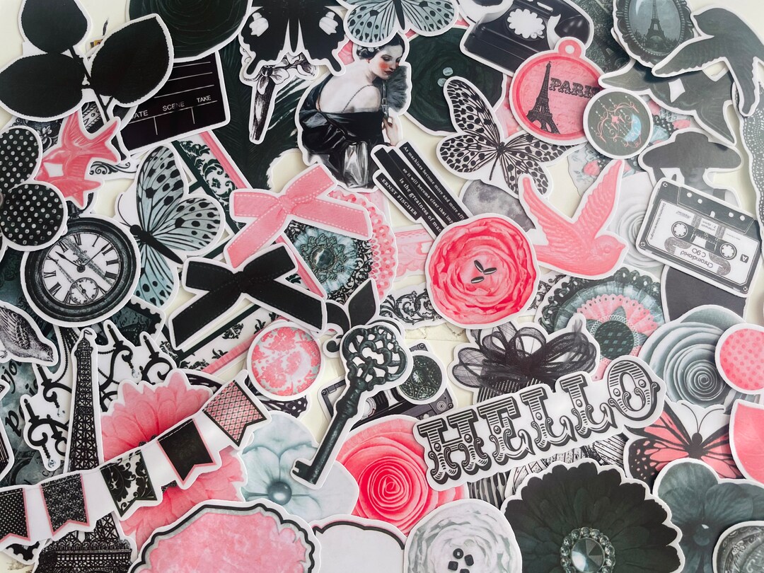 10 Glam Pink and Black Stickers Die Cut Decal Set Etsy