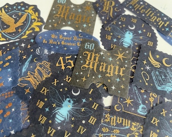 Stickers magiques| assistant | école de magie | potion | sorcière | blanc | gothique | magie noire | autocollants spiritueux | Vinyle imperméable et réutilisable