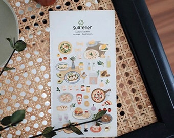 Pegatinas de Suatelier/Viaje gastronómico n.° 1/Viaje gastronómico n.° 1/Comida coreana/Pizza/Hamburguesa/Carne de res/Gastronomía/Pizza y pasta